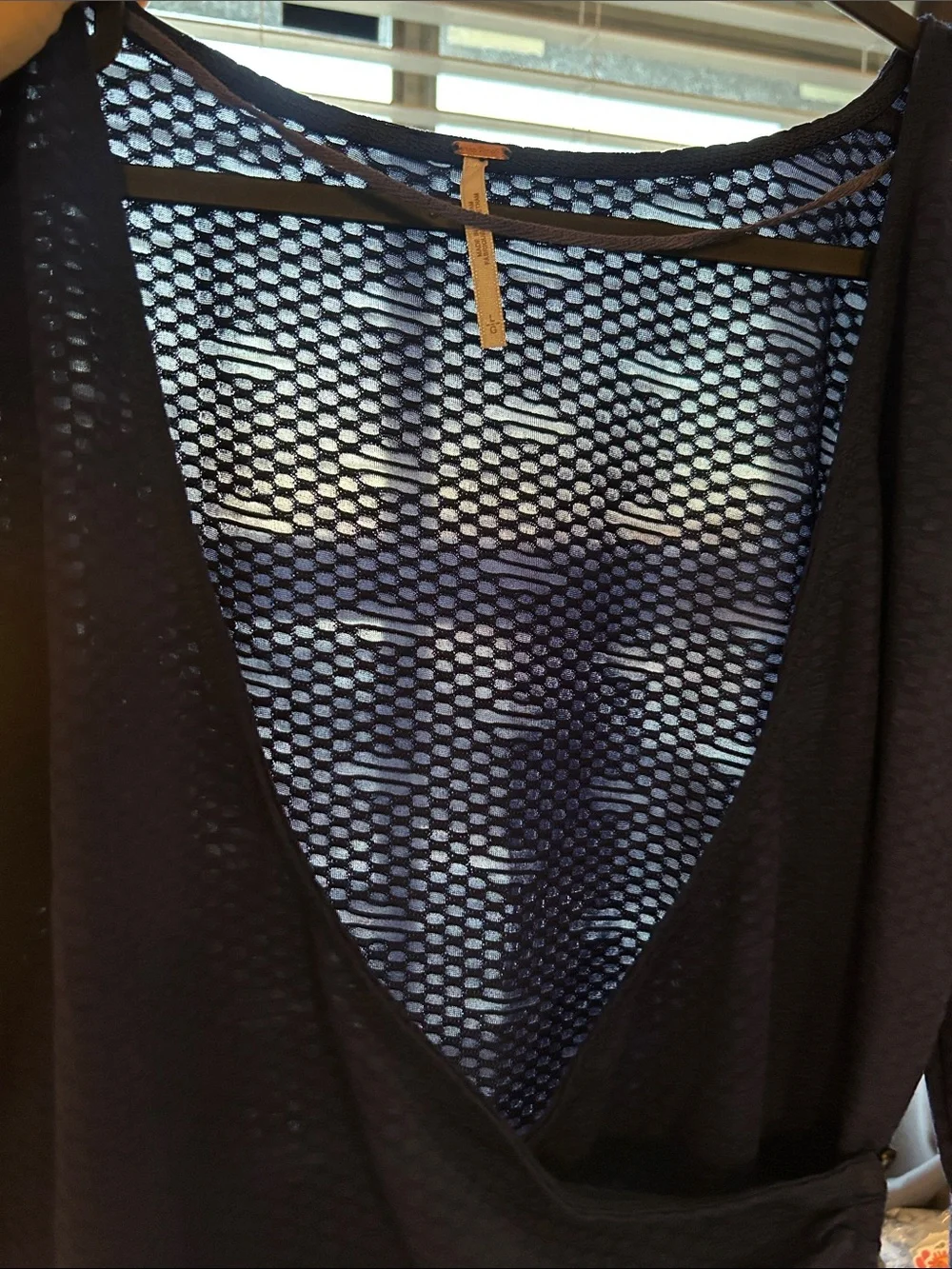 Free People Penny Top Ink Combo Textured Wrap Long Sleeve Size L NWT MSRP $98